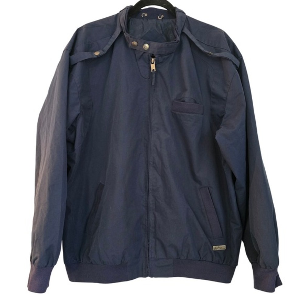 Agenda New York Mens L G Navy Blue Zip‎ Up Casual Bomber Jacket